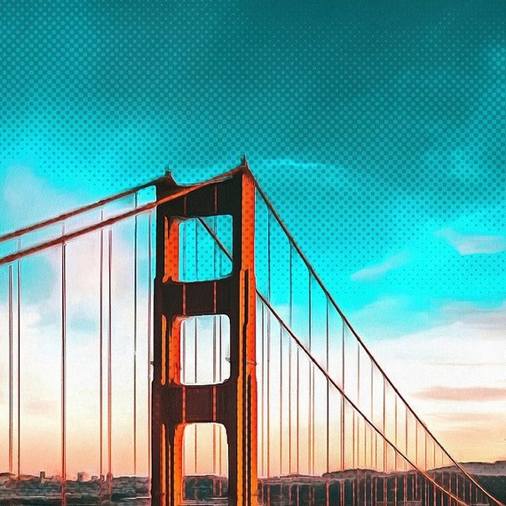 Golden Gate Bridge Canvas, Large Art painting, USA landscape, Wall art, California interior decor, room design, San Francisco print.